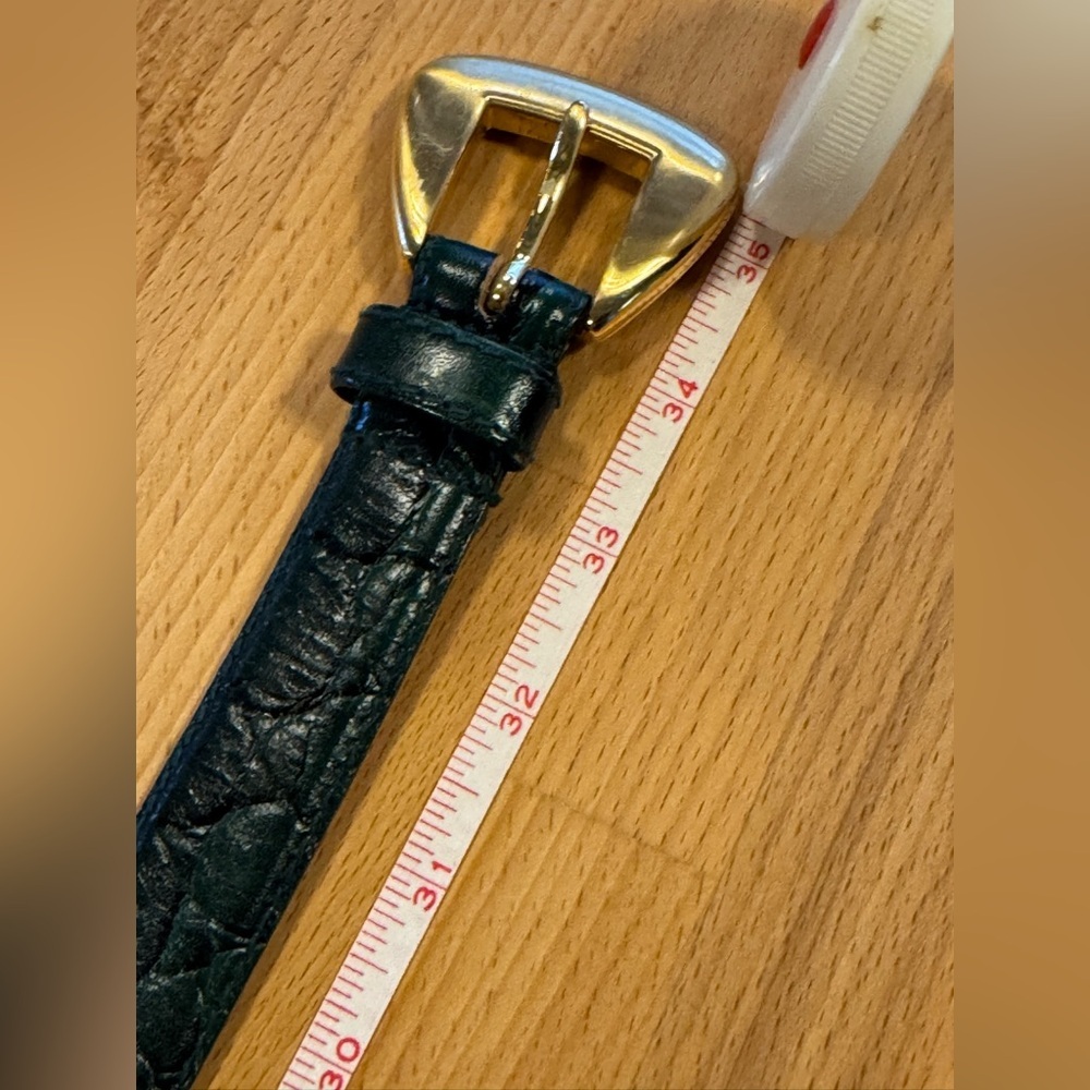 Vintage Anne Green - Green Leather Belt with Gold Buckle - Picture 4 of 6